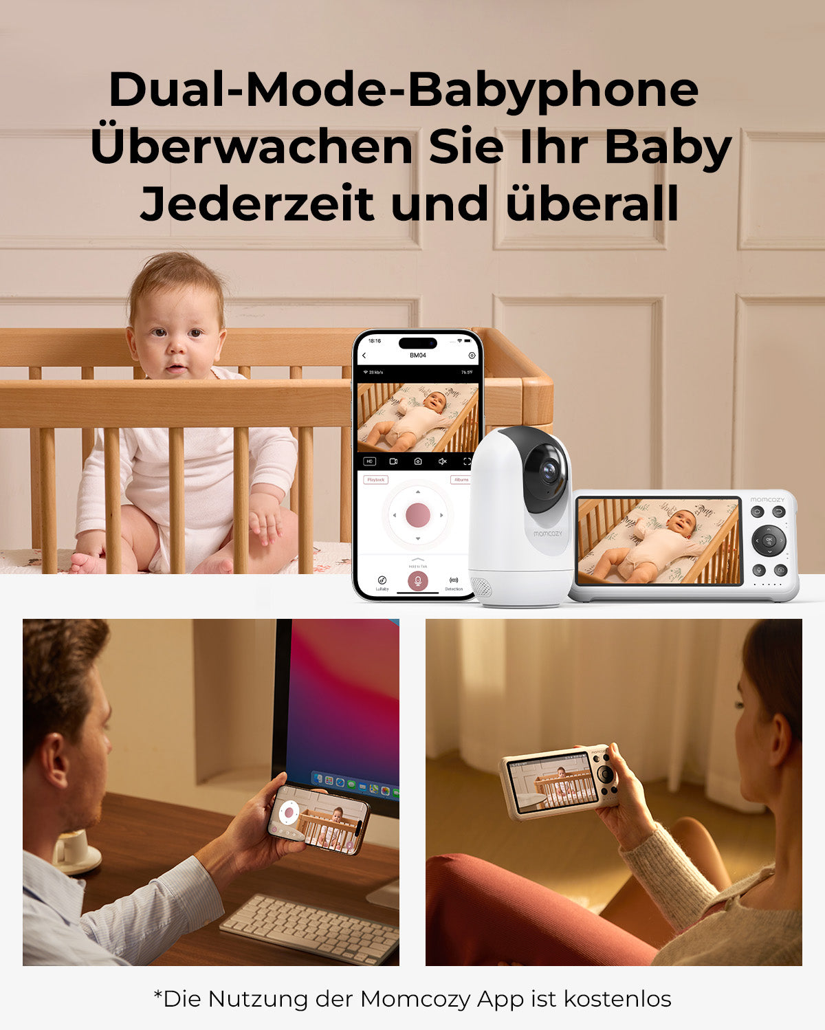 Momcozy 5-Zoll Dual-Mode Intelligentes Babyphone-BM04