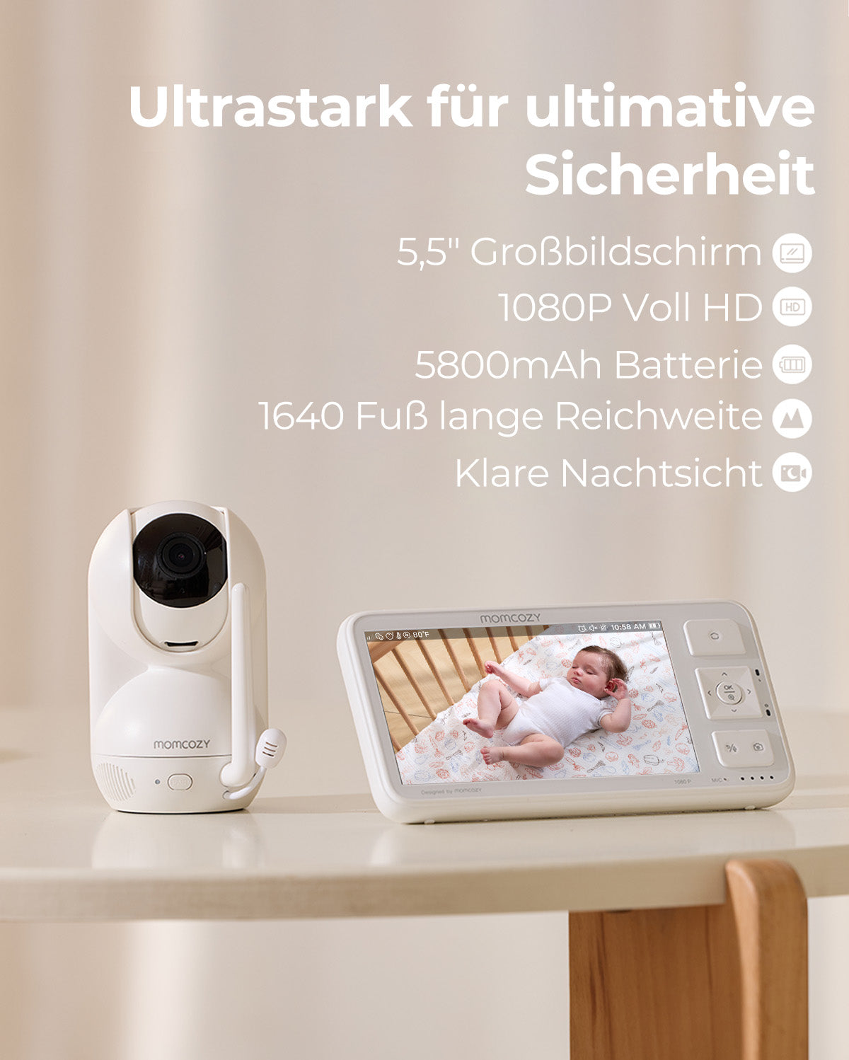 Momcozy 5,5'' Voll HD Video Babyphone - BM03