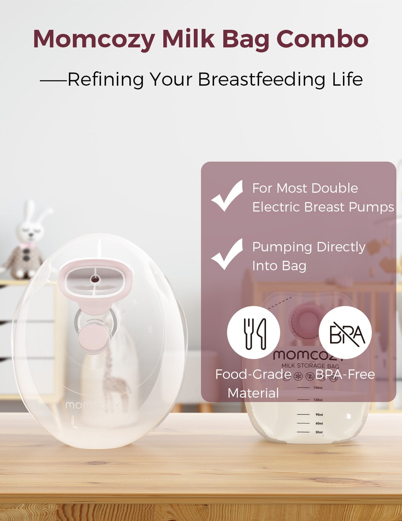 Momcozy Tragbare Milchsammelbecher - für Momcozy V1/V2 & die meisten elektrischen Milchpumpen