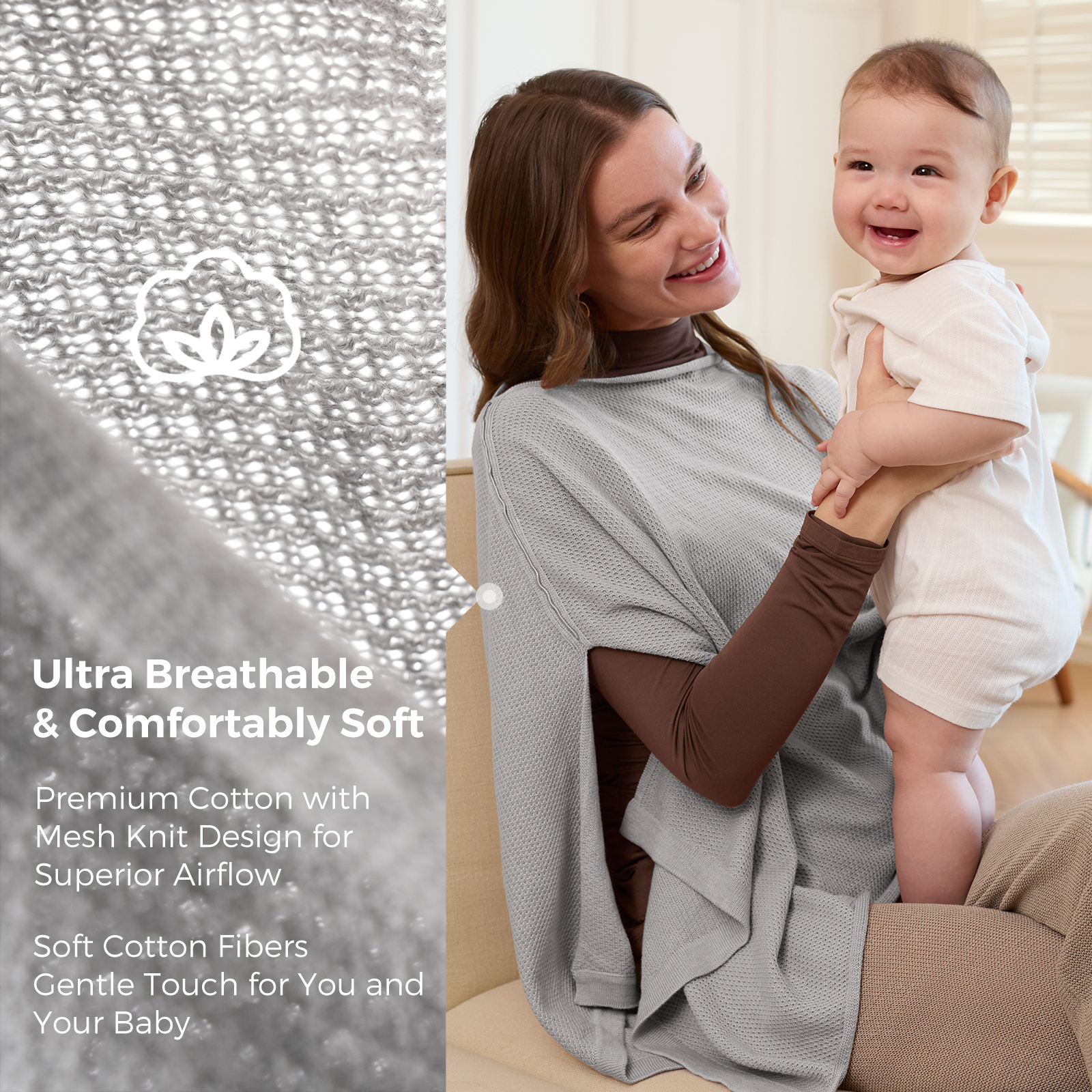 Momcozy Stilldecke - Weicher, atmungsaktiver, vielseitig einsetzbarer Poncho