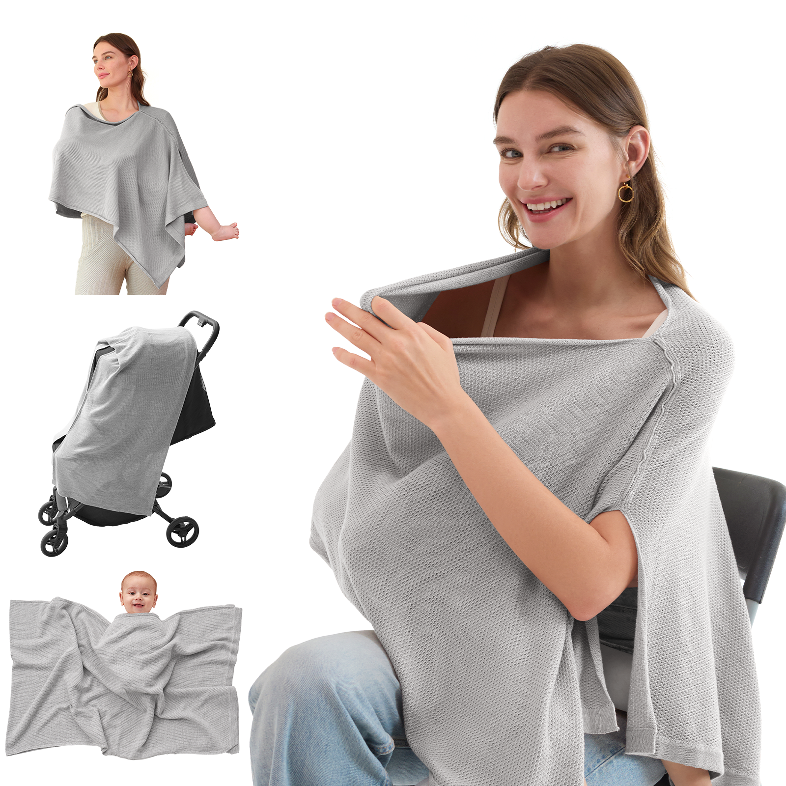 Momcozy Stilldecke - Weicher, atmungsaktiver, vielseitig einsetzbarer Poncho