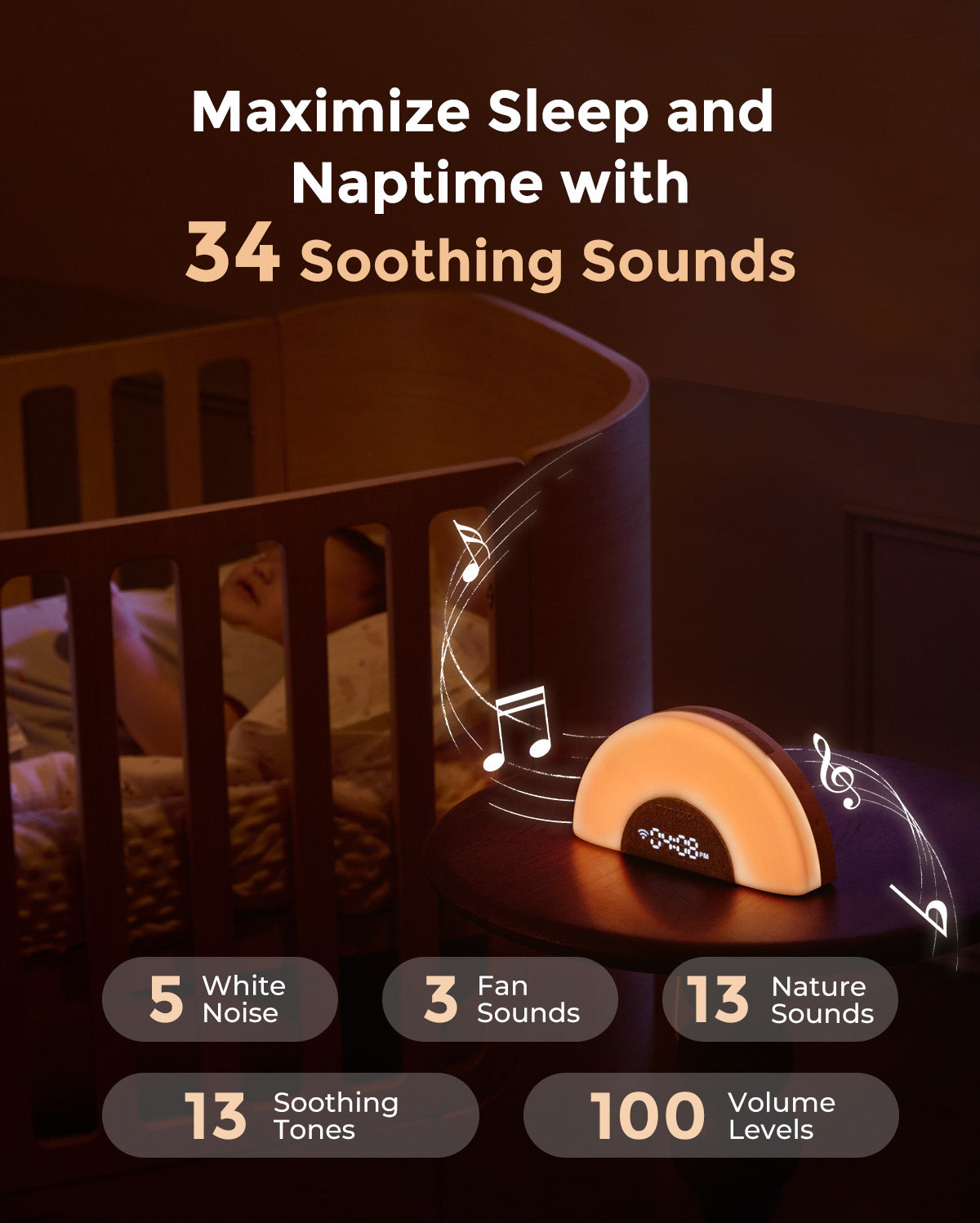 DreamSync™ Intelligente Baby Sound Maschine - Regenbogenlicht & App-Steuerung