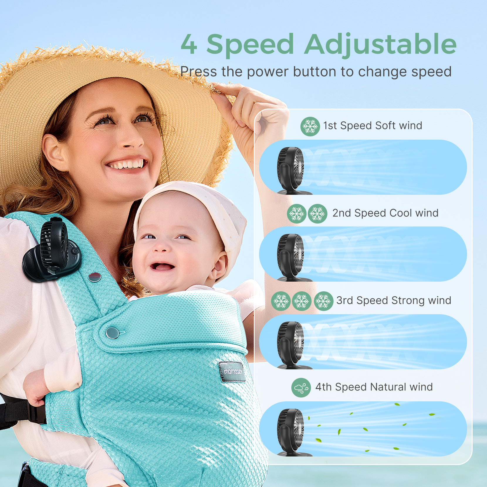 Momcozy Clip-On 4-Speed Stroller Fan