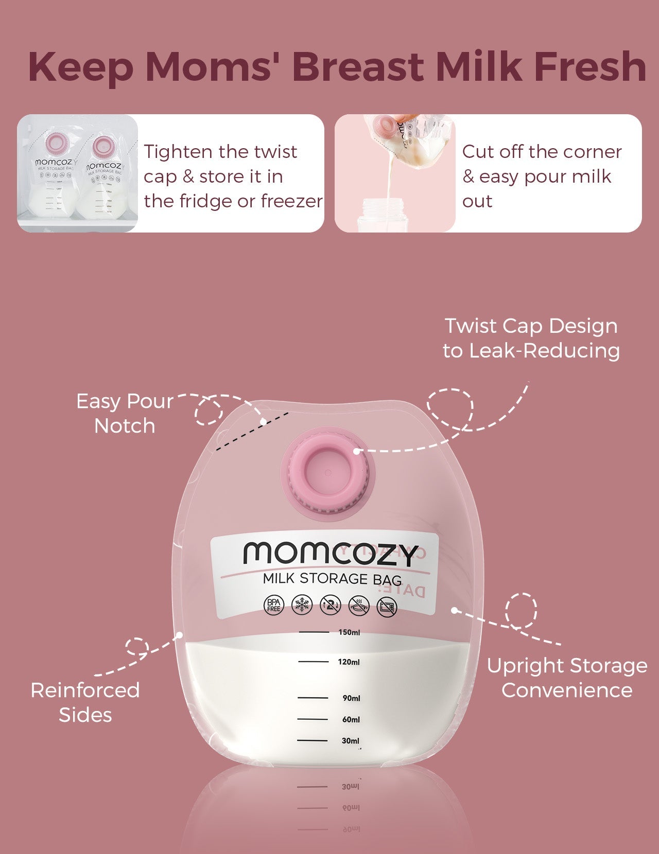 Momcozy Tragbare Milchsammelbecher - für Momcozy V1/V2 & die meisten elektrischen Milchpumpen