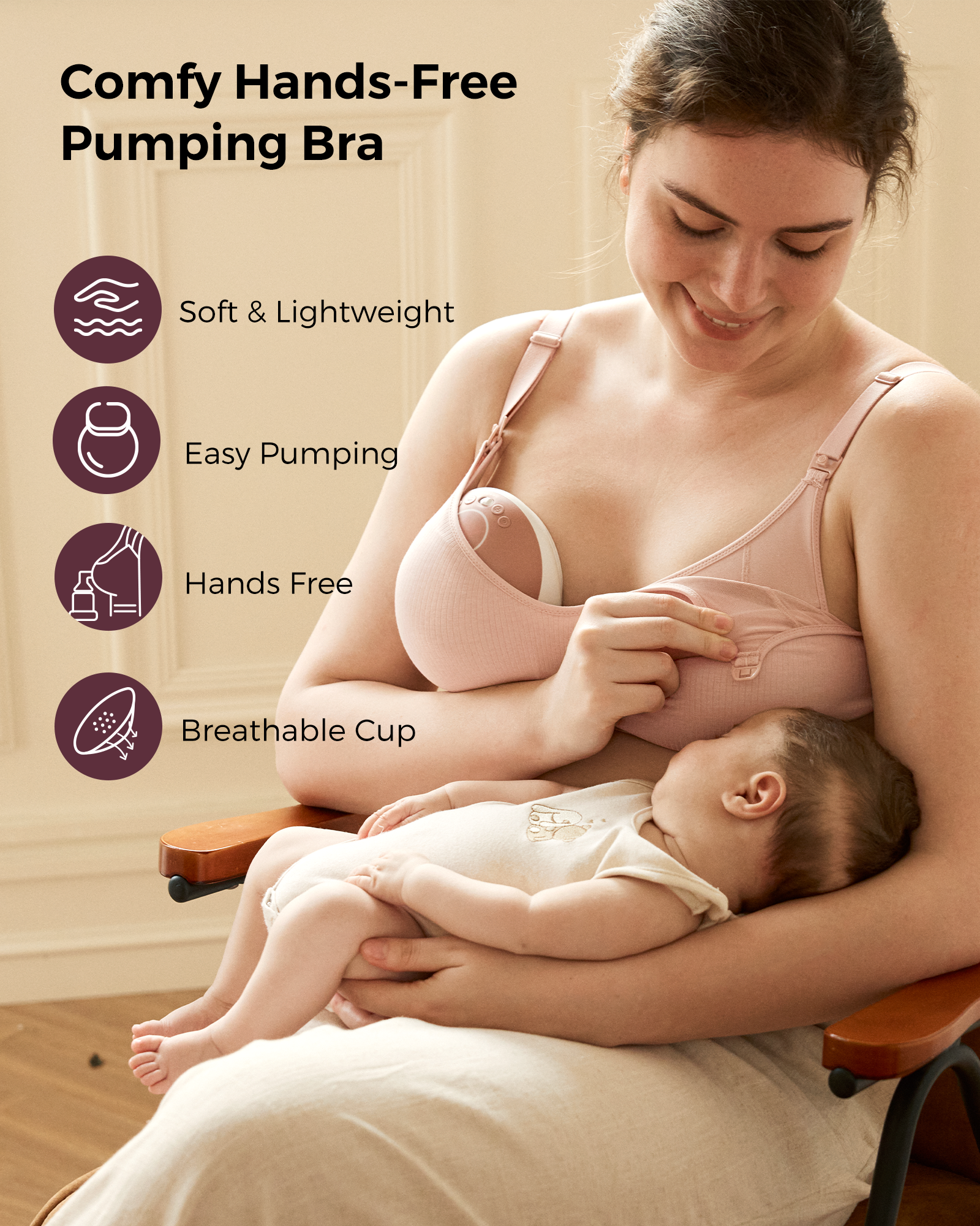 Momcozy Tencel™ Fabric Seamless Breast Pump Bra