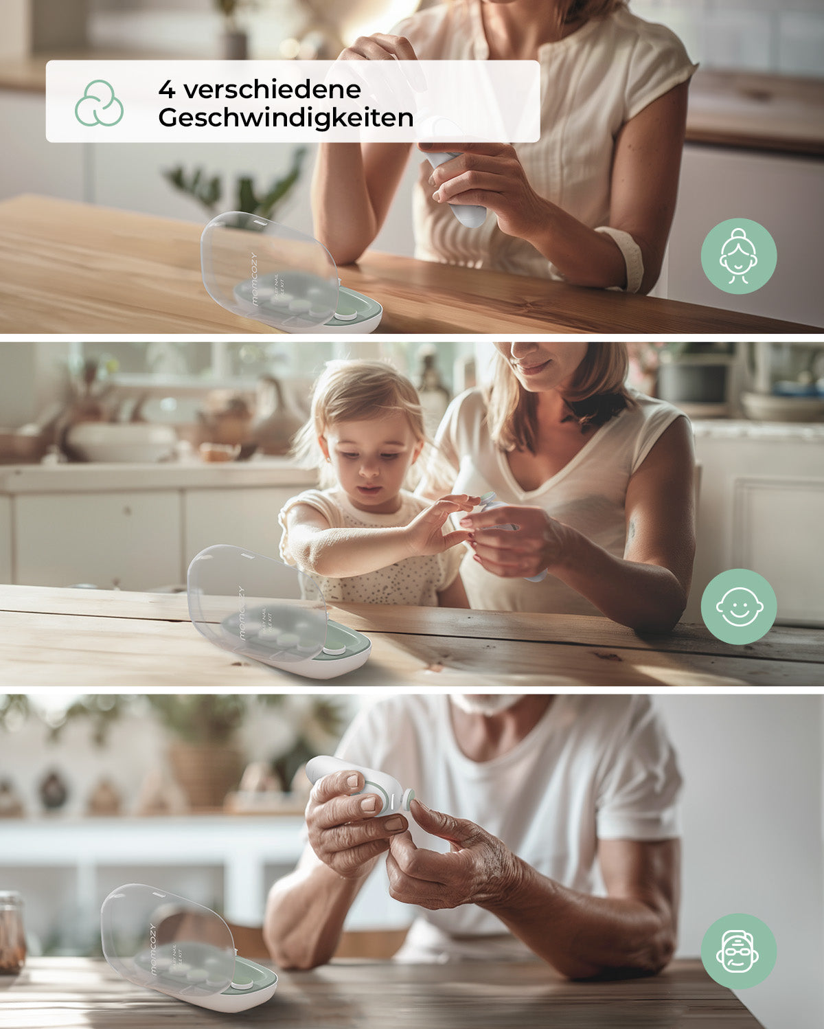 Momcozy Elektrische Babynagelfeile - Geräuscharm