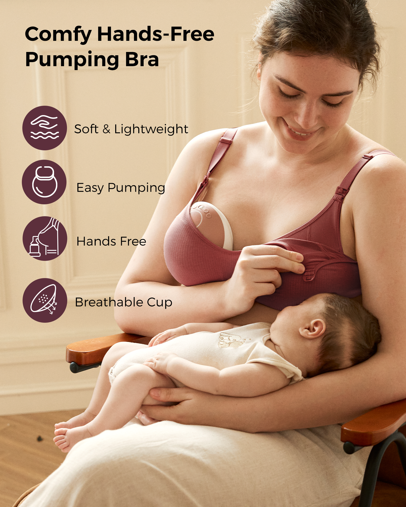 Momcozy Tencel™ Fabric Seamless Breast Pump Bra