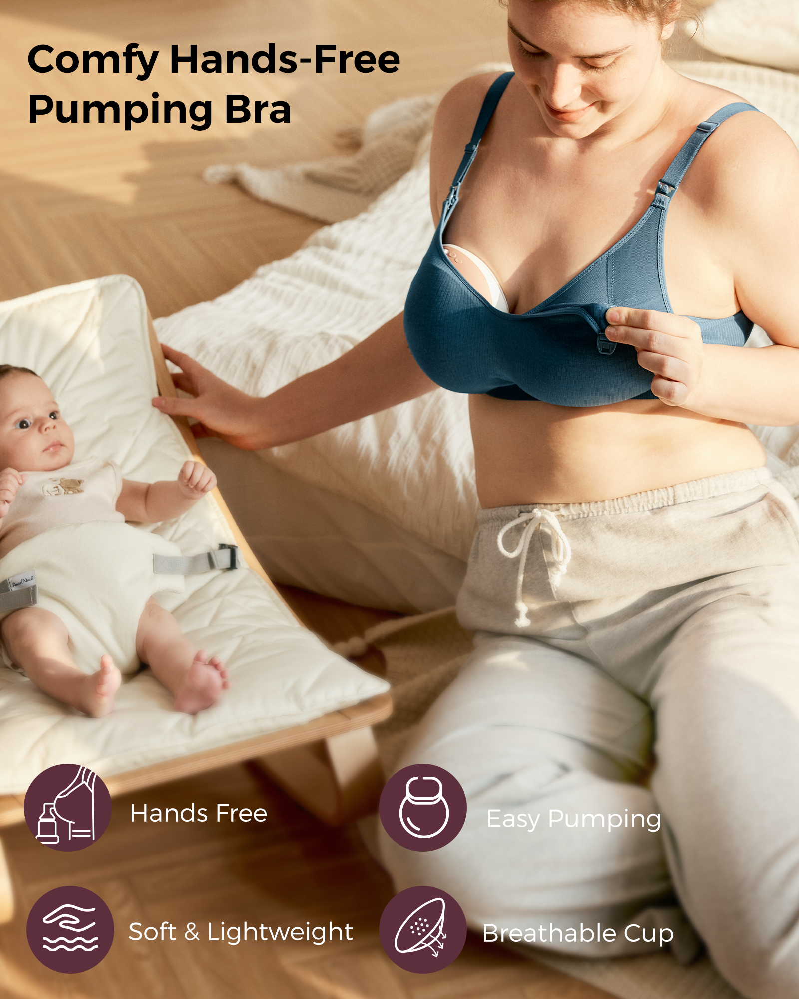 Momcozy Tencel™ Fabric Seamless Breast Pump Bra
