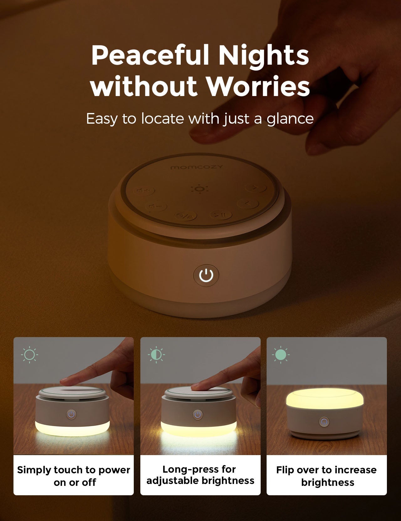 Momcozy Baby Sound Machine - Long Battery Life （Warm Light）