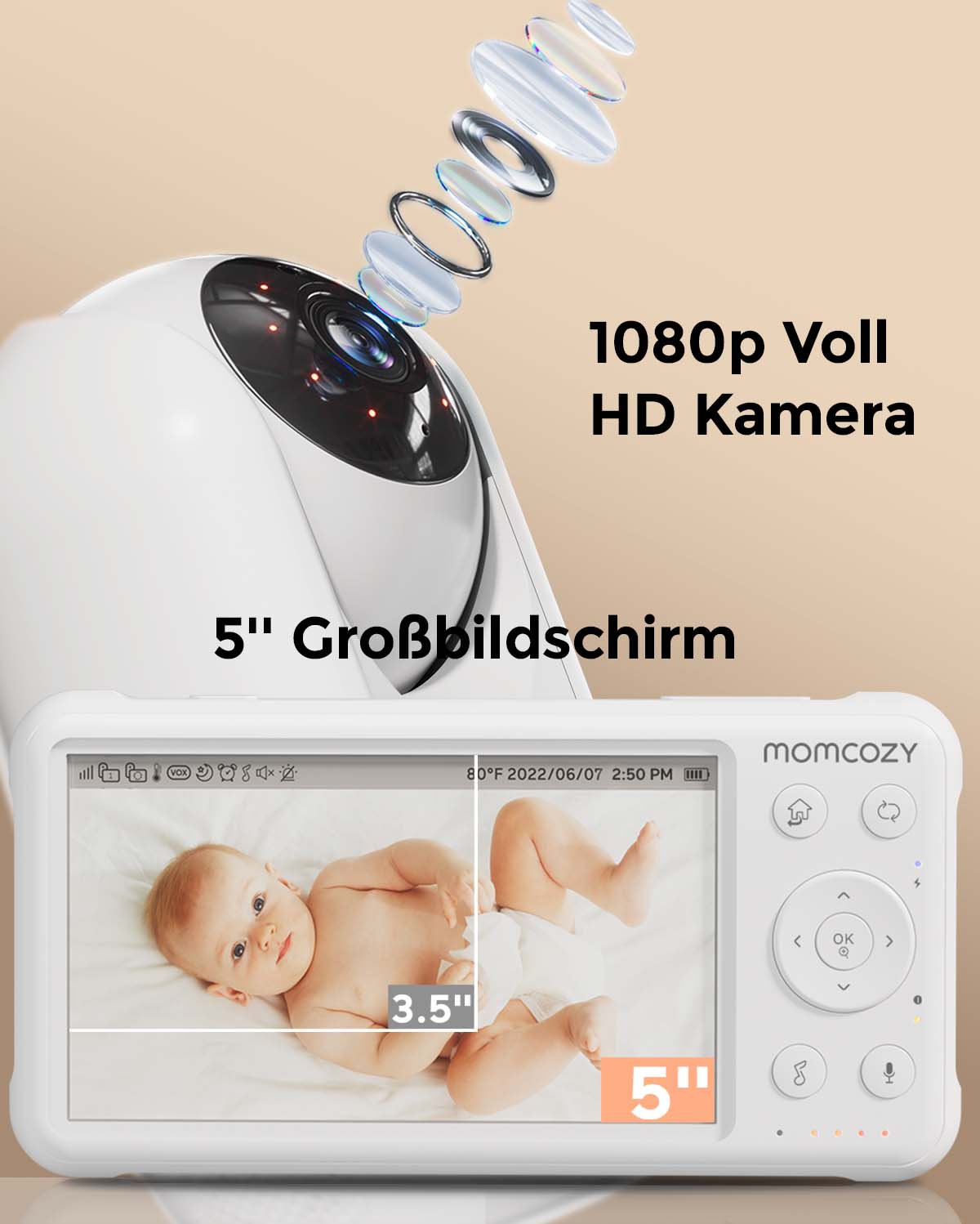 1080P High-Performance Video Baby Monitor with Large Display