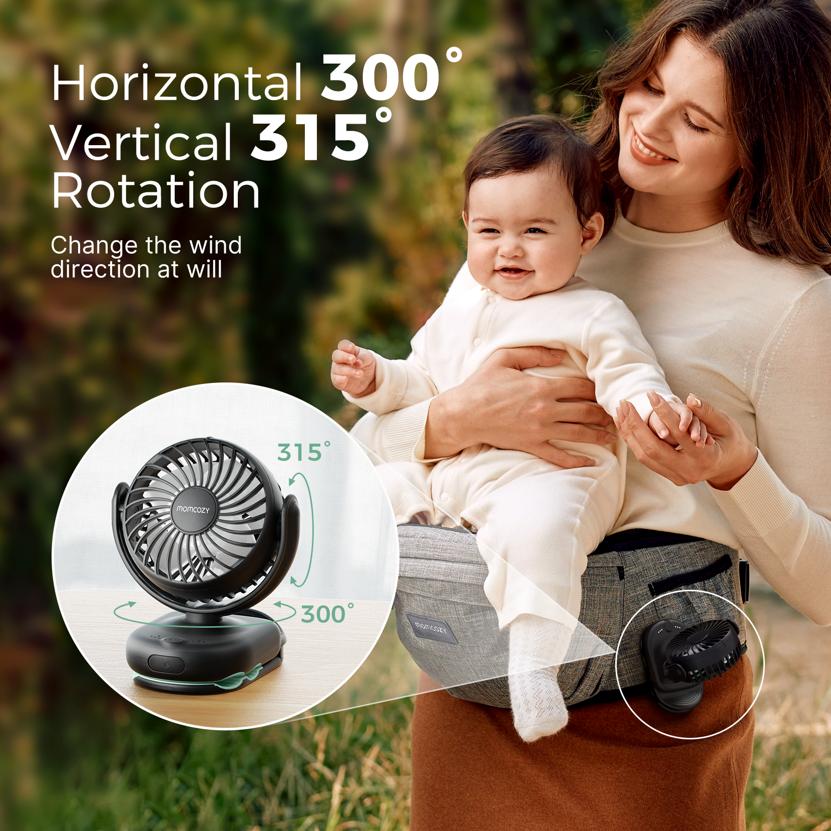 Momcozy Clip-On 4-Speed Stroller Fan