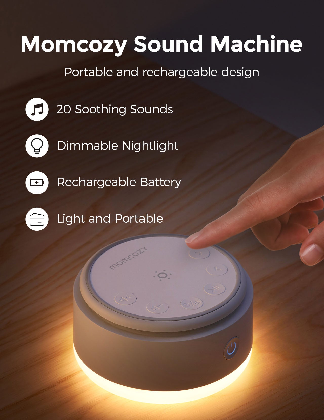 Momcozy Baby Sound Machine - Long Battery Life （Warm Light）