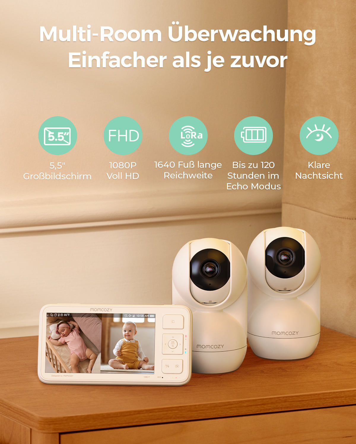 Momcozy 5,5'' Voll HD Video Babyphone - BM03