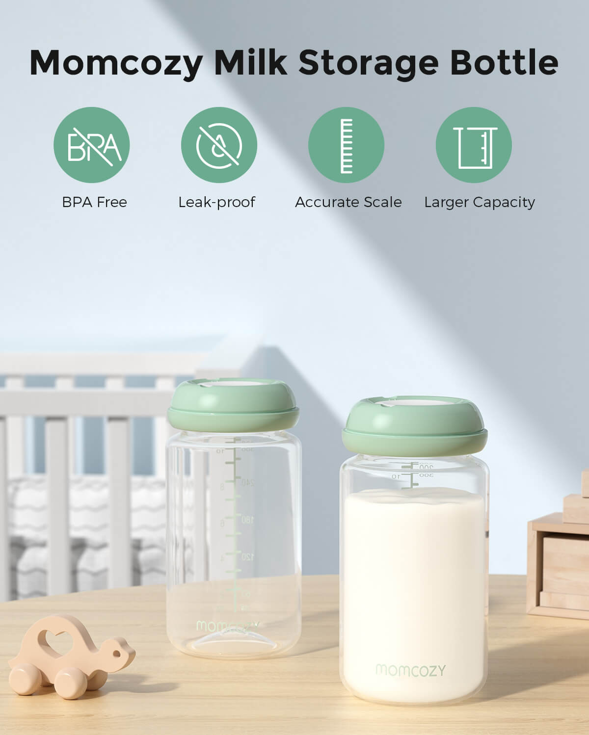 Natural Baby Bottle Compatible with Momcozy Cooler, 4PCS