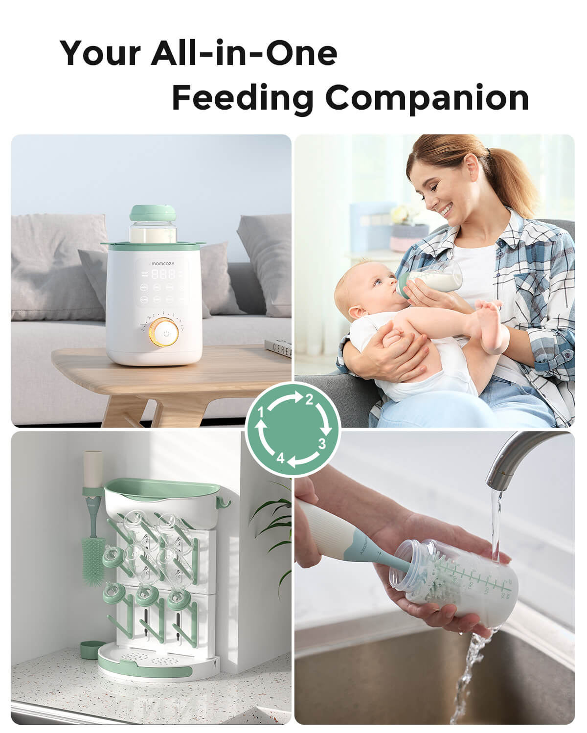 Natural Baby Bottle Compatible with Momcozy Cooler, 4PCS
