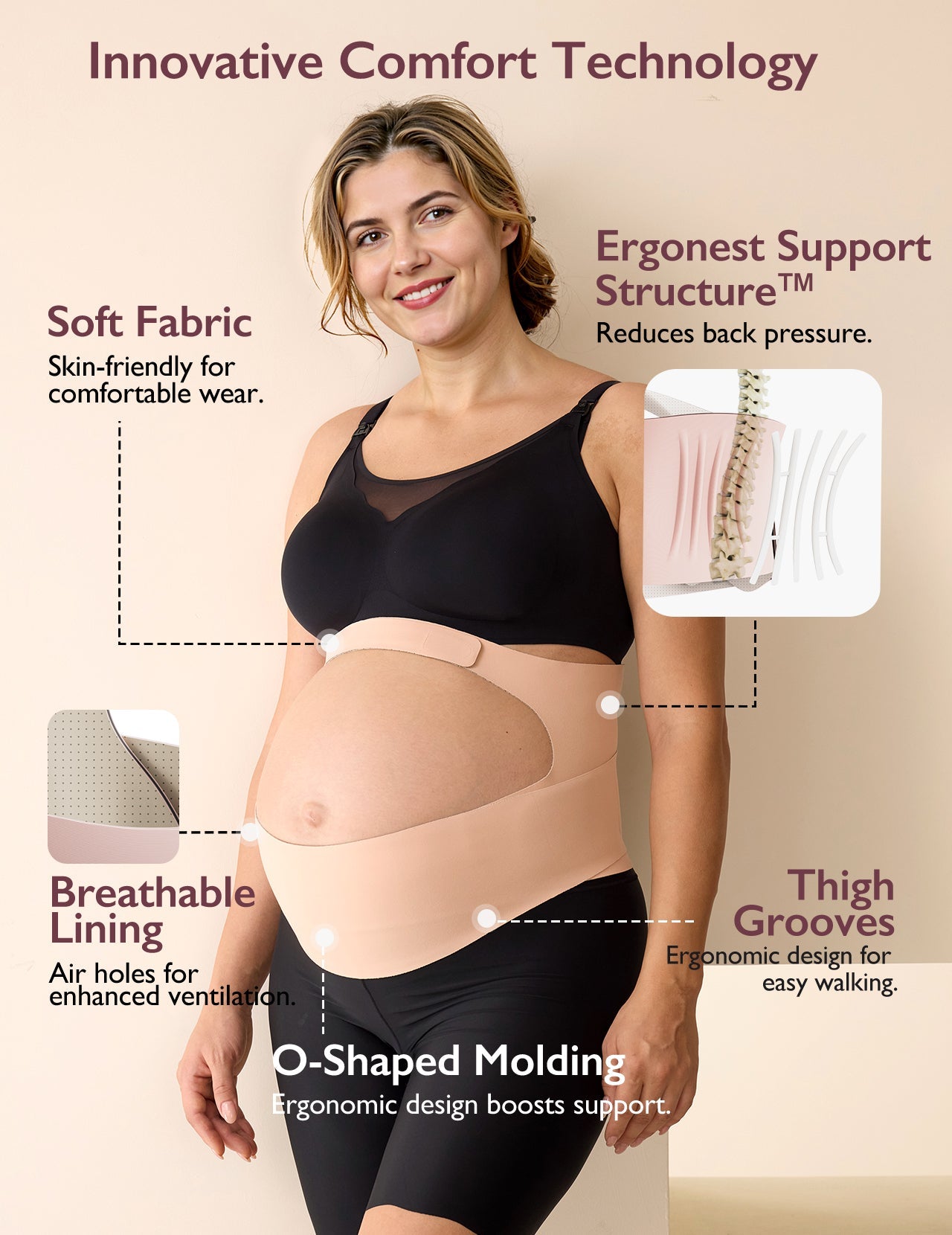 Pregnancy Comfort Bundle: Ergonest Belly Band and Huggable Body Pillow