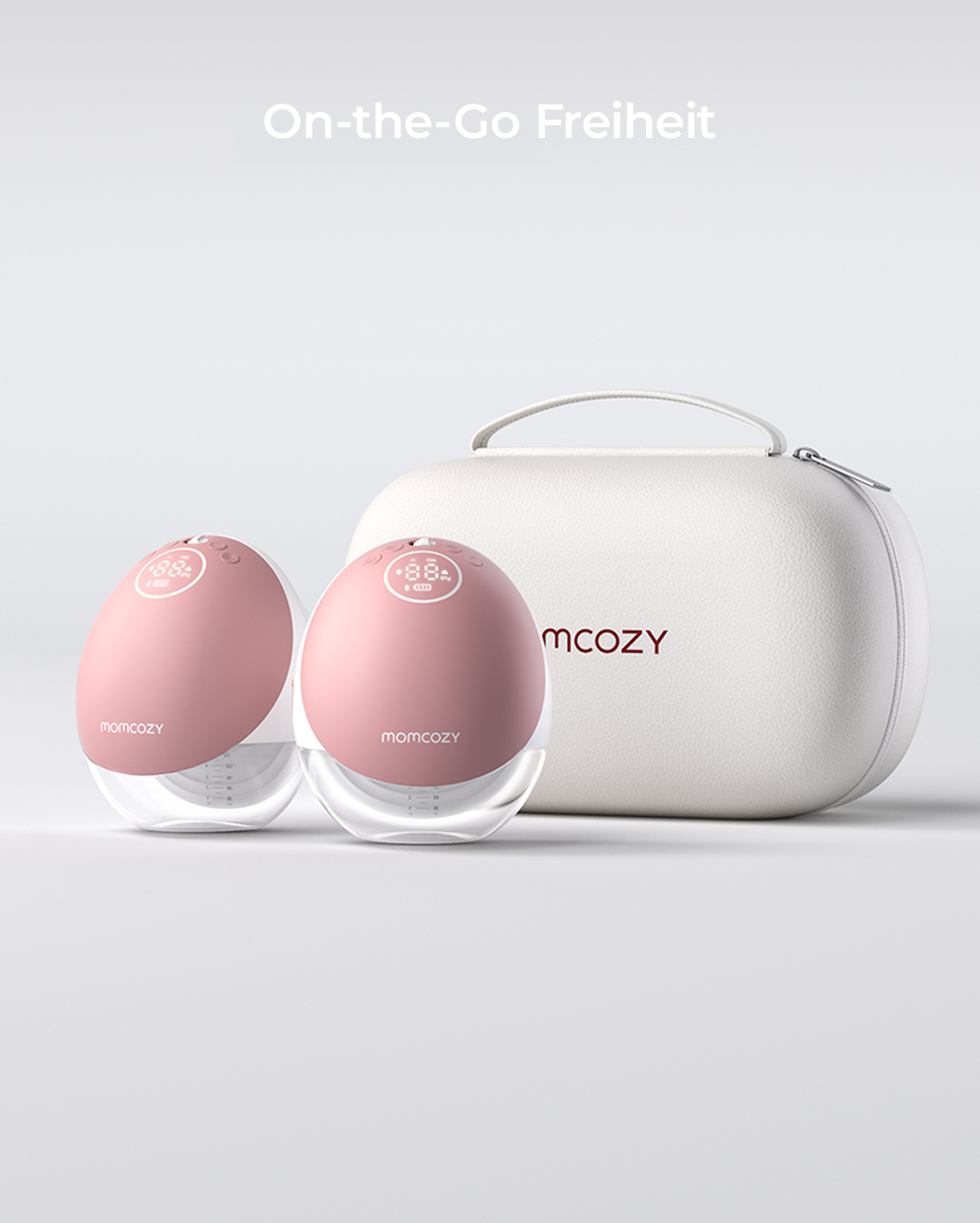 The Momcozy Mobile Flow™ hands-free breast pump set comes with a stylish carrying case, making it easy to carry and use.
